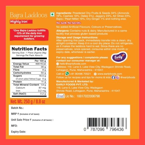 Image of Early Foods Pack of 2: Gond Laddu & Bajra Laddoo | Sugar Free Laddo with jaggery | Gond Ke Laddu | Millet Laddu | Dink Laddoo | Post-Pregnancy Laddu | Dry Fruits Laddu | postpartum ladoo