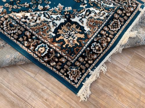 Image of TTC THREAD & TEXTURE CARPET Traditional Comfort: Power-Loomed Carpets for Living Room- Every Space Area Rug Color Blue Size 6x8 Feet (180x235cm)