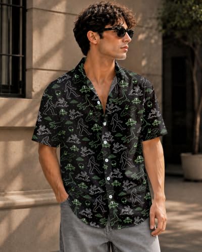 Image of 99TIMORO Horror Movie Men's Halloween Button Down Shirts Short Sleeve Top