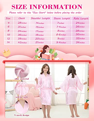 MEIKLE Kids Silky Robes for Girls Spa Party Bridal Wedding Flower Girl with Blindfold Hair Band Headband2