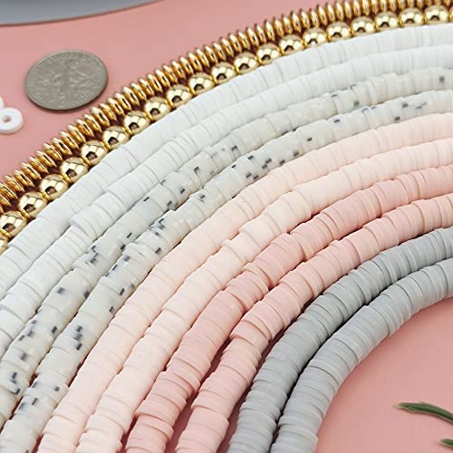 Bocar 6mm 10 Strands Clay Beads Kit Vinyl Flat Handmade Polymer Clay Beads with 2 Strands Alloy Spacer for Jewelry Making Necklace Bracelet Earrings Finding (CB-001-mix 3) - Image 3