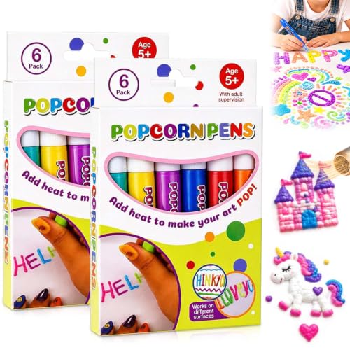 Popcorn Pens, 12 Stück Magisch Popcornpens, 3D Bubble Popcorn Stifte