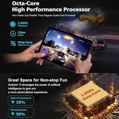 Image of Android 13 Tablet, 10.1 inchTablets with Keyboard, 12GB+128GB+1TB Expand, Black