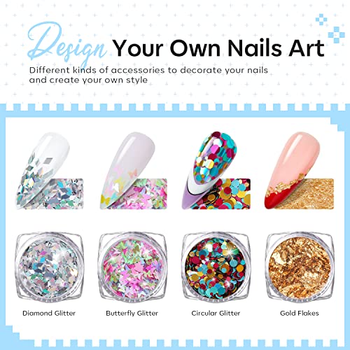 Modelones 59 Pcs Poly Nail Gel Kit Starter, 10 Colors Macaron Spring Colors Pastel Pink Yellow Green All-In-One Poly Nail Extension Gel Kit With 6W Nail Lamp Nail Art Glitter Sequins Stickers Gold Foil With Complete Poly Nail Art Tools For Beginner Beauty Gifts #TOP4