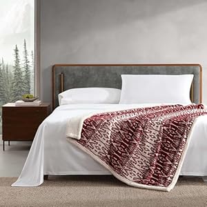 Eddie Bauer - Throw Blanket, Soft Fleece Bedding with Sherpa Reverse, Plush Home Decor (San Juan Red Clay, 50" x 60") Eddie Bauer Throw Blanket Soft Fleece Bedding with Sherpa Reverse Plush Home Decor San Juan Red Clay 50 x 60