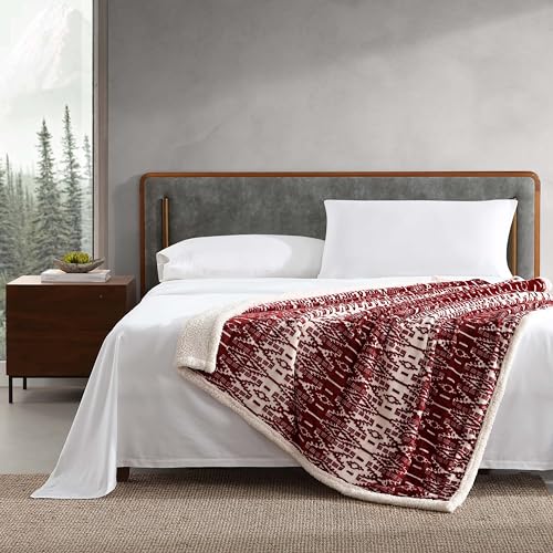 Eddie-Bauer-Throw-Blanket-Soft-Fleece-Bedding-with-Sherpa-Reverse-Plush-Home-Decor-San-Juan-Red-Clay-50-x-60 Eddie Bauer Throw Blanket Soft Fleece Bedding with Sherpa Reverse Plush Home Decor San Juan Red Clay 50 x 60