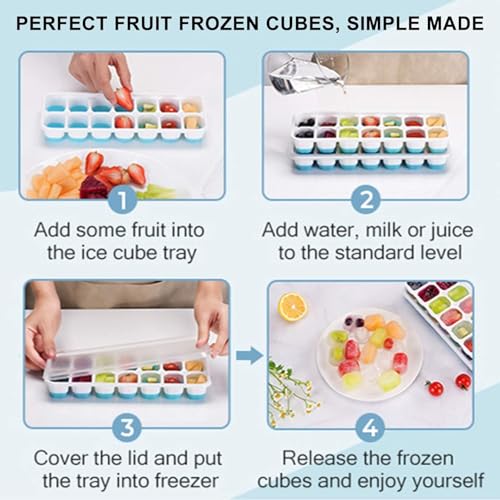 Ice Cube Trays, 4 Packs Ice Cube Moulds with No-Spill Removable Lid, Easy-Release Silicone and Flexible Ice Trays for Freezer, Whiskey, Cocktail and Drink - Image 6