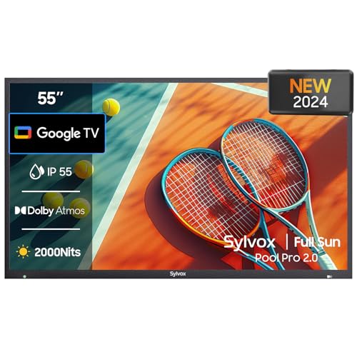 SYLVOX Outdoor TV, 55-inch Waterproof Smart TV, 2000nits Full Sun...