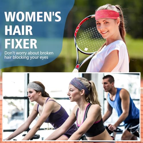 Image of 18 Pcs Sports Sweatbands for Men Women Camo Headbands Workout Non Slip Headbands Breathable Head Band Fitness Stretchy Unisex Hairband for Yoga Running Cycling Ball