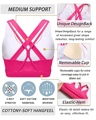 Image of RUNNING GIRL Sports Bras for Women,Seamless Strappy Sports Bra High Support Crisscross Back with Removable Pads