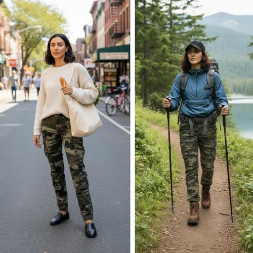 Womens Stretch Casual Cargo Work Pants Camo Combat Tactical Travel Pants with 8 Pockets4
