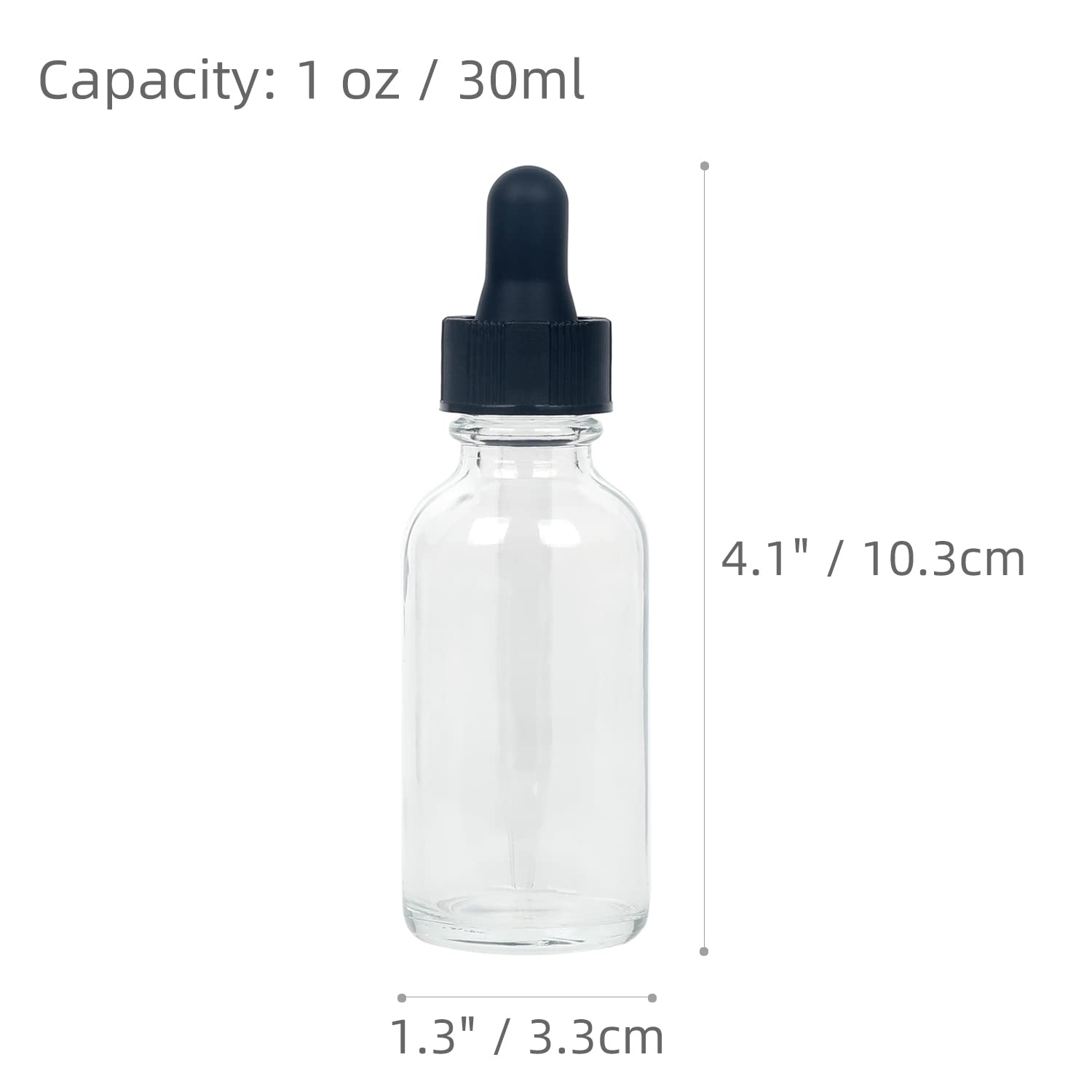 Magic Season Boston Lot de 24 flacons ronds en verre transparent avec compte-gouttes 30 ml