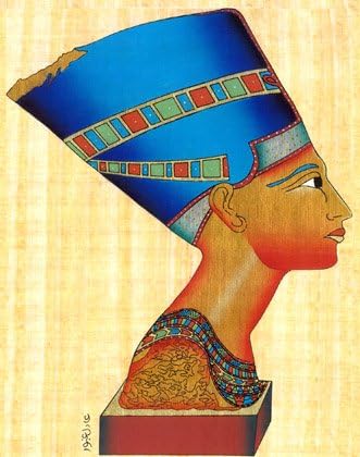 Egyptian Hand-Made Papyrus Painting - Bust of Nefertiti in Berlin