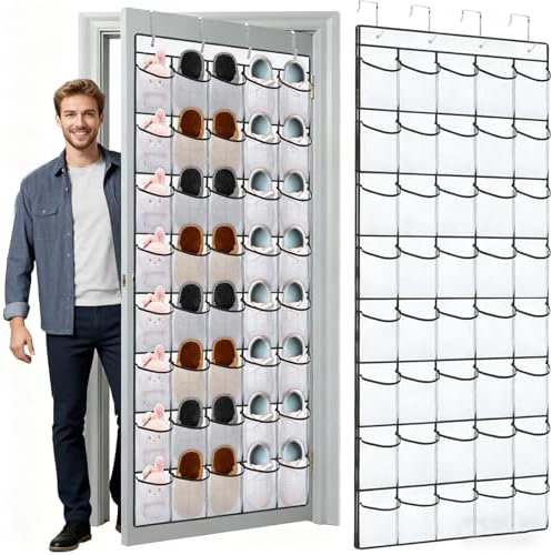 Large 40-Pocket Over The Door Shoe Organizer | Hanging Mesh Stora...