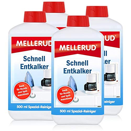 4x Mellerud Schnell Entkalker 500 ml für Kaffeevollautomaten, Bügeleisen uvm.
