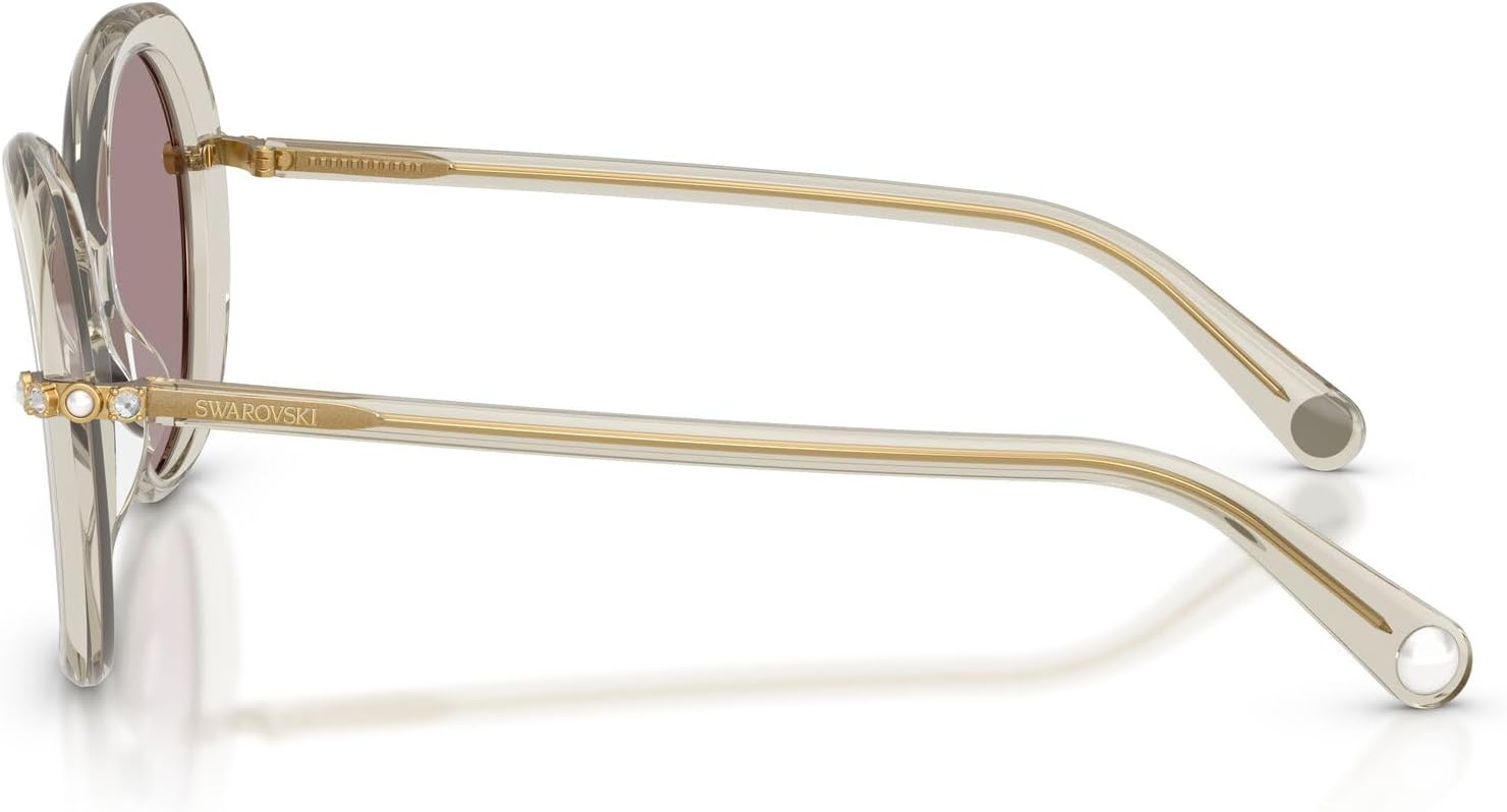 Swarovski Women's SK6059 Butterfly Sunglasses, Transparent Beige/Violet, 55 mm