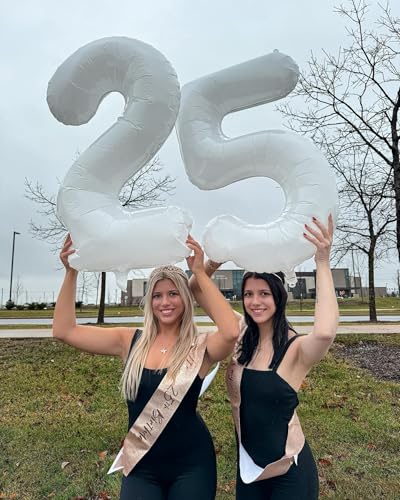 Image of White Number 60 Balloon 40 inch, Translucent 60 Number Balloons, 60th White Birthday Decorations for Women Men, 60 Year Old Party Supplies