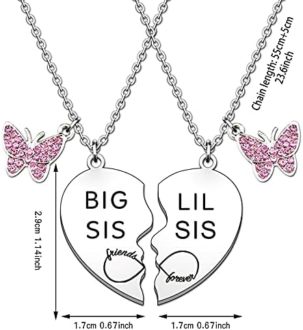 HULALA Big Sis Lil Sis Sister Necklace For 2 Girls Puzzle Heart Pendant Matching Necklace Set Jewellery Gifts For Sisters Birthday Christmas Presents