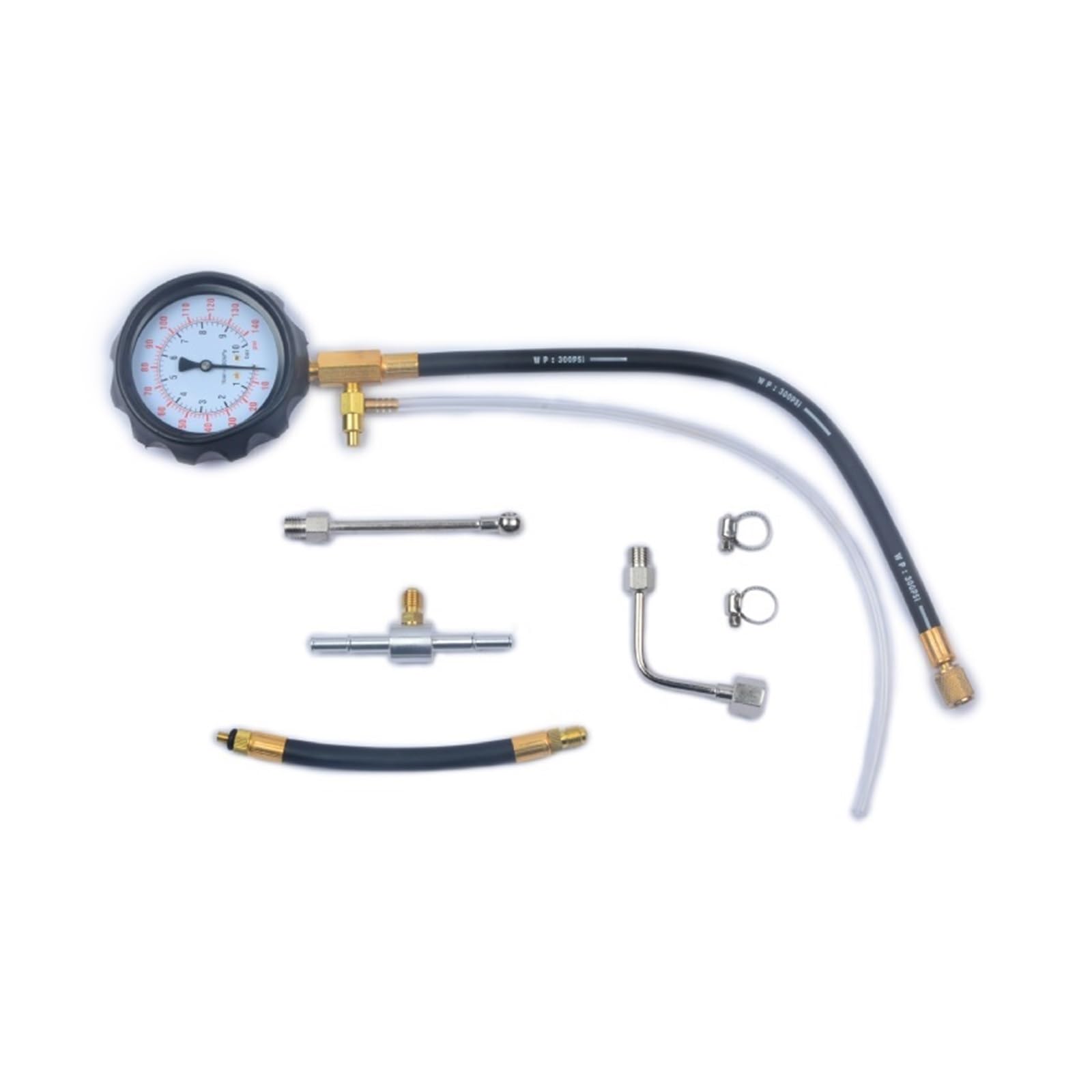 Kit Manometro Tester Iniettore Prova Pressione Pompa Iniezione Carburante 0-140PSI for La Maggior Parte delle Auto E Camion per Auto, Moto, Camion