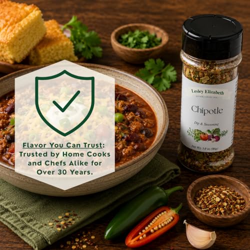 Image of Lesley Elizabeth Chipotle Dip & Seasoning - Smoky Chipotle Spice Blend for Dips, Chicken, Beef & Veggies | Gourmet All-Purpose Grill & Cooking Seasoning