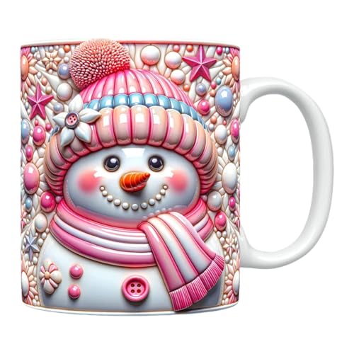 Qkbuza Tasses De Noël - Mugs Céramiques pour les Fêtes,Vaisselle Boisson Design 3D avec Anse pour Chocolat Thé Cadeau Fêtes
