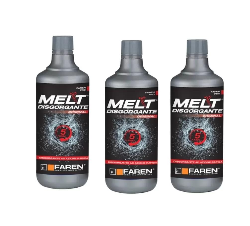 Disgorgante Acido 750 ml Set 3 Pezzi - Sgorgante Rapido per Scarichi Domestici, Lavandini, Docce e Tubazioni