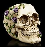Material: Kunststein Figuren Shop GmbH Gothic Totenkopf - Rose from Beyond - lila  Fantasy-Dekoartikel, handbemalt