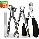 Finger & Toe Nail Clippers for Thick Nails for Seniors - 3-Piece Heavy Duty Toenail Clippers for Seniors with Filer - Professional Wide Trimmers for Diabetic People - Complete Kit with Storage Bag