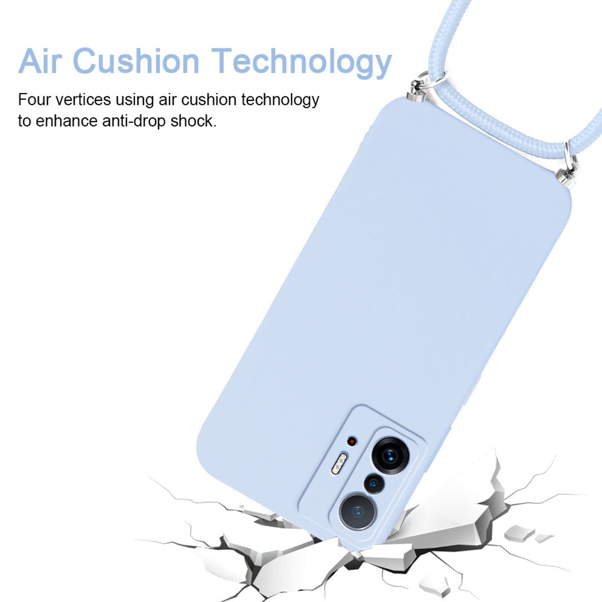 Vauki Cover per Cordino con Collana per Xiaomi 11T/Xiaomi 11T Pro 5G 6.67, Custodia Silicone Morbido con Corda, Case Tracolla Antiurto con Necklace Regolabile per Xiaomi 11T 5G, Viola