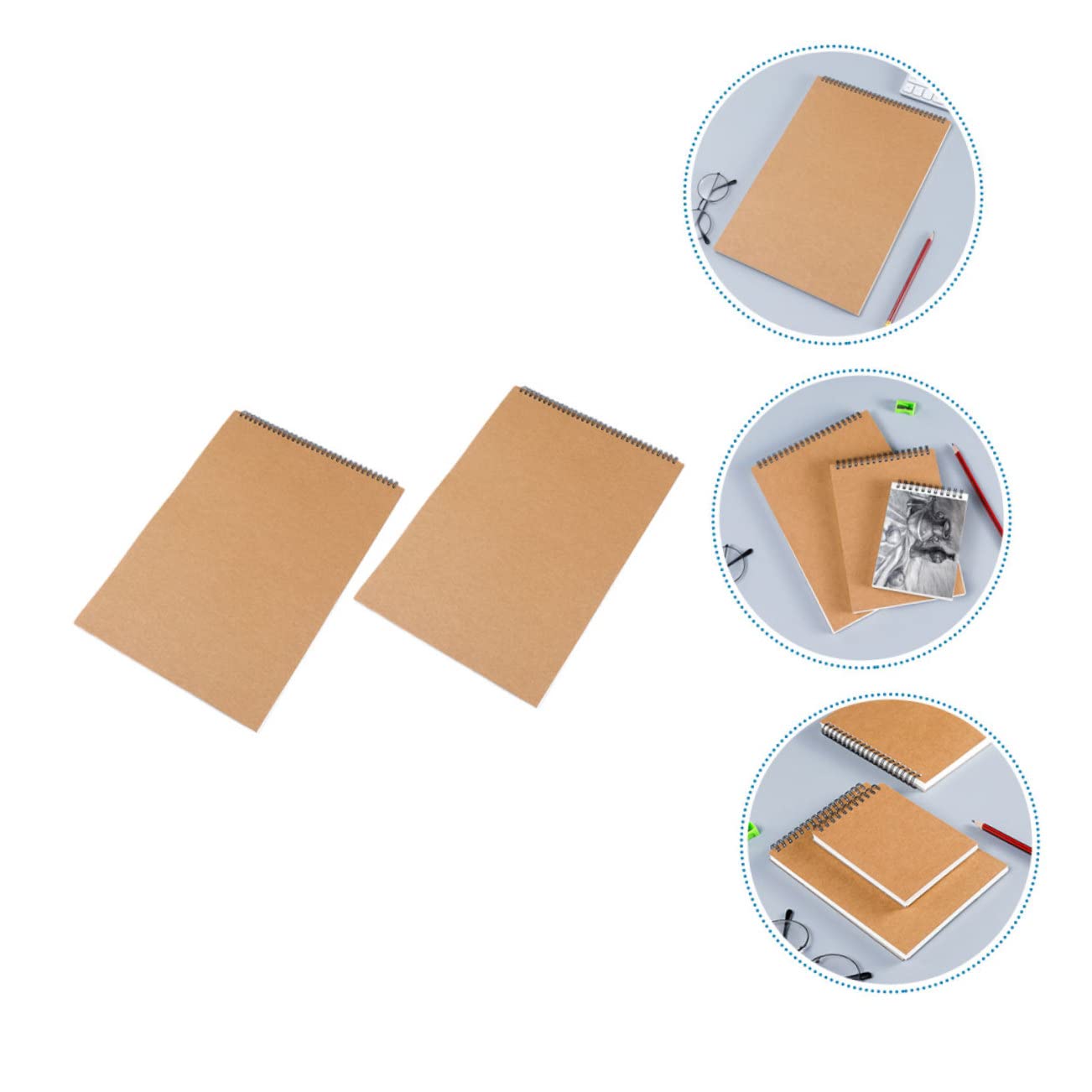 2pièces Carnet De Croquis Vierge Pour Étudiants Bloc-notes Avec Reliure Spirale Pages Blanches Épais Pour Dessin Et Écriture