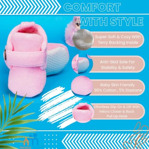 Image of Neska Moda Baby Boys & Baby Girls 6 to 12 Months Velvet Booties