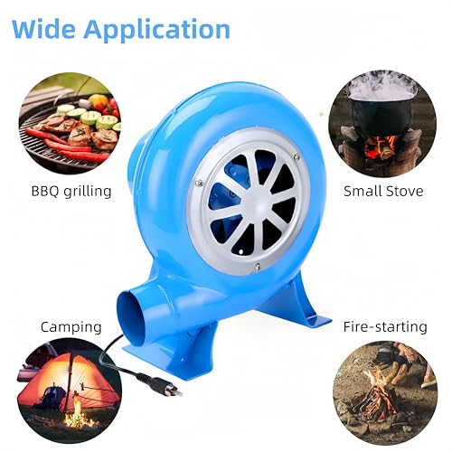 80W 110V Electric Air Mover Blower Fan, Wood Stove Furnace Blower Fan, Blacksmith Forge Chimney Centrifugal Fan with Switch for BBQ Grilling Variable Speed Fan - Thumbnail 7