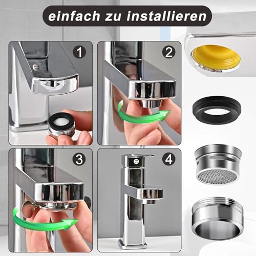 SURFOU Strahlregler Einsatz für Wasserhähne, 6er Set M24 Innengewinde Mischdüsen-Siebe, Wasserspar-Einsatz für Küche & Bad, Filter Düse Sieb