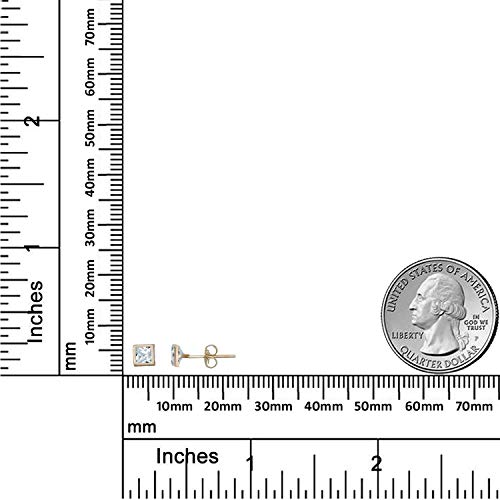 AVORA 10K Yellow Gold Bezel-set Square-shaped Simulated Diamond Cubic Zirconia (CZ) Stud Earrings3