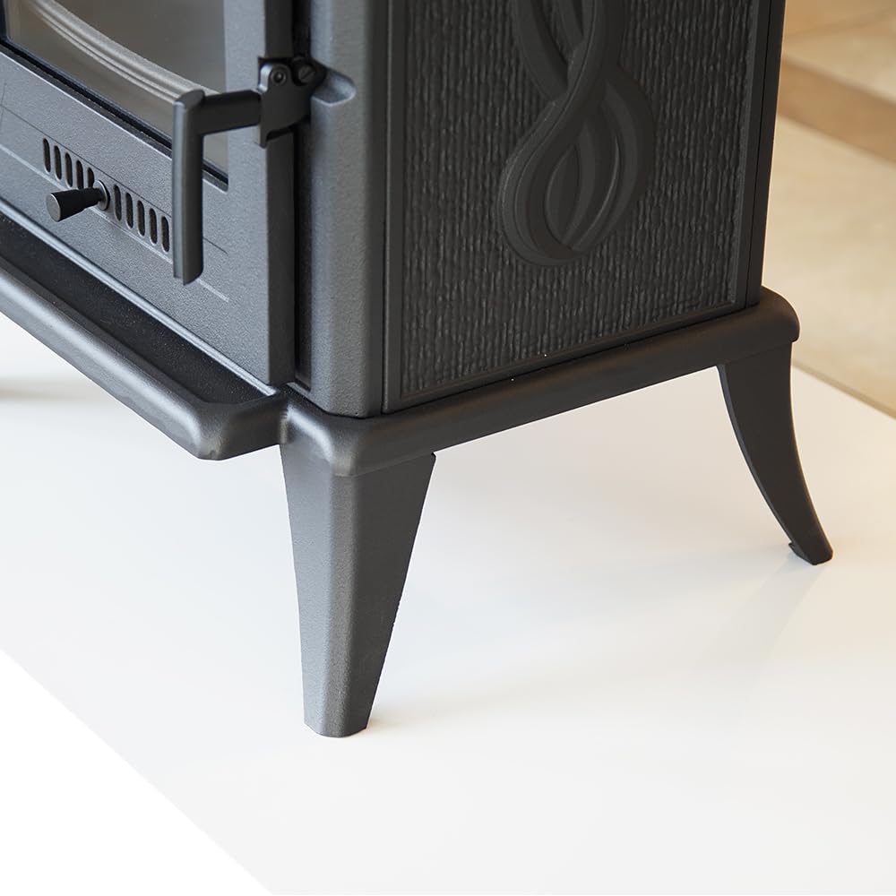 KRATKI Stufa a legna in ghisa KOZA K7 5kW Ø130mm - riscaldamento efficiente gamma di potenza 3-8kW, Stufa in ghisa ECO-DESIGN Stufe Classe di efficienza energetica A con Guanti termoresistenti inclusi