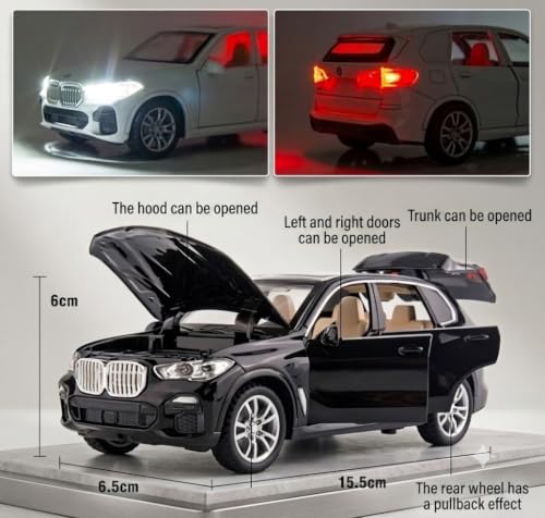 Image of Royals hub BMW X5 SUV 1:32 Scale Model Car Exclusive Alloy Metal Pull Back Die-cast Car Diecast Metal Pullback Toy car with Openable Doors & Light Music Best Gifts Toys Kids【Colors as Per Stock】