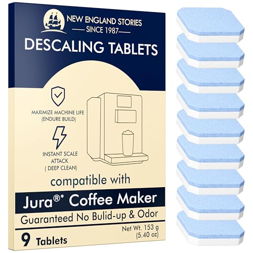 Jura Compatible Descaling Tablets (9-Pack) - Powerful Limescale & Calcium Remover for Coffee Machines | Prevents Clogs, Protects Internal Parts & Boosts Brewing Performance | Restores Original Taste