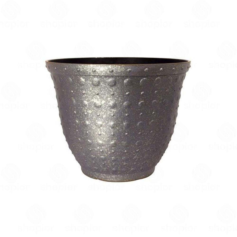 Hobnail Large Bowl & Planters – Antique Style | Bronze, Faux Plant Pot for Indoor Outdoor Use, Decorative Large Flower Container for Plants & Garden Decor (Faux Concrete Planter 43cm - Pack 1)