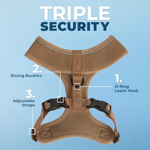 Image of Best Pet Supplies Voyager Aerolite Over the Head Dog Harness, No Pull Breathable Air Mesh Vest, Quick Dry with Reflective Stitching, Adjustable Escape Resistant Harness - Beige, X-Large