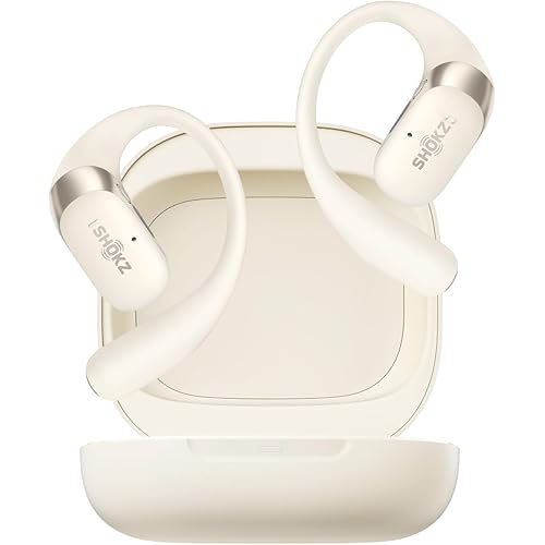 SHOKZ New OpenFit 2 Open-Ear Headphones, True Wireless Bluetooth Earphones with Microphone, Earhook Earbuds with 48 Hours of Playtime, Fast Charging, IP55 Water-Resistant, with Carrying Bag, Beige