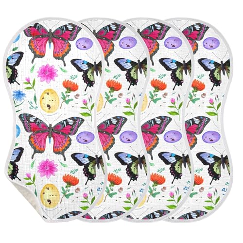 xigua Colorful Butterflies Baby Burp Cloths for Newborn Boys and Girls 1 Pack, Soft & Absorbent Cotton Baby Burp Cloth, Baby Washcloths, Newborn Towel, Burp Rags3