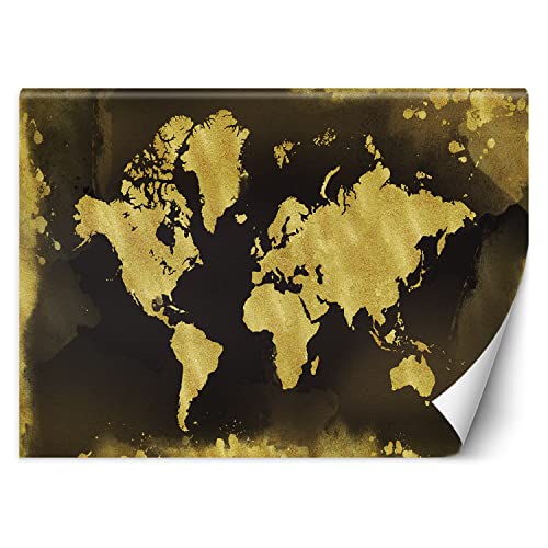 Feeby Fototapete Karte der Welt Kontinente 450x315 cm Gold XXL Vlies...