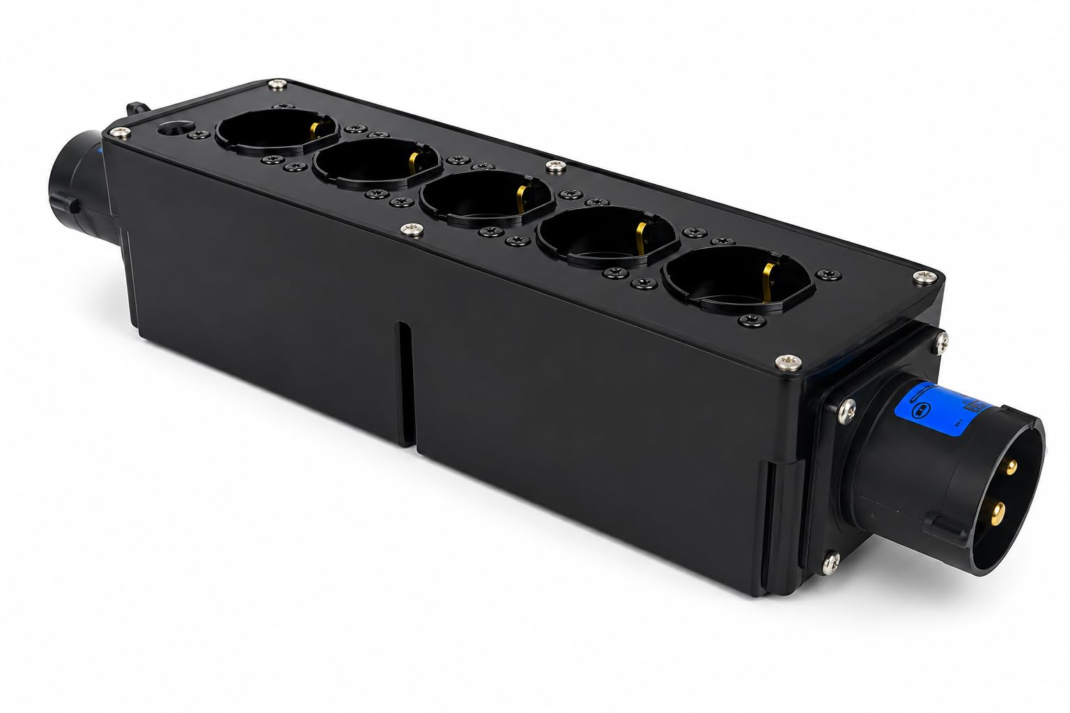 NLIGHTING Power Box CEE 16A Multipresa Palco 5 Prese Schuko 10/16A + Presa Passante CEE 16A, Box Distribuzione Corrente Professionale IP20 per Eventi, Teatro, DJ, Service Audio Luci