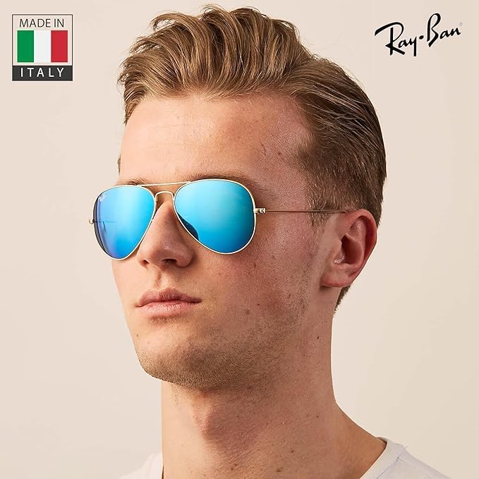 Ray-Ban RB3025 AVIATOR FLASH LENSES Pilot Shaped Sunglasses for Men & Women with Official RAYBAN Eyewear Kit - Image 7