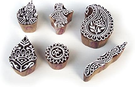Royal Kraft Heart and Paisley Hand Made Designs Wooden Block Stamps (Set of 6)