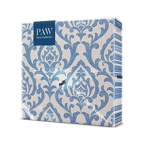 PAW - Tovaglioli di Carta Colorati (33 x 33 cm) I 20 Pezzi I Tovaglioli Compleanno I 3 Veli I Decorati per Battesimi, Comunioni I Tovaglioli Carta - Ornamenti, Piastrelle Portoghesi - Portuguese