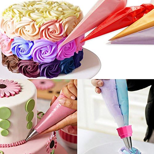 HAKACC Disposable Pastry Bags, 100 Pcs Plastic Thickened Icing Piping Bags for Cake Dessert Decoration