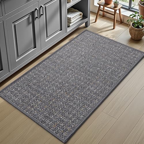 Tapis salle de bain absorbant séchage rapide DEXI gris mince - 5