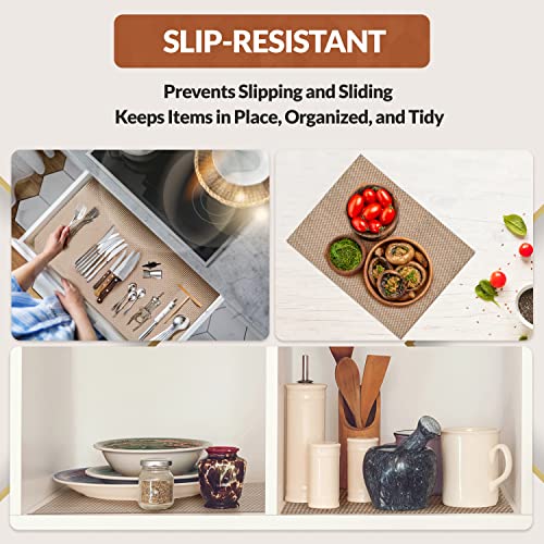 Mueller Ultra-Premium Drawer And Shelf Liner, 17.5 Inch X 20 Ft Heavy-Duty And Slip-Resistant Liner, Durable Non Adhesive Waterproof Roll, For Drawers, Kitchen, Cabinets, Shelves, Desks, Beige #TOP4