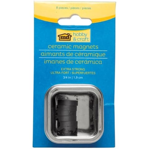 M-D Hobby & Craft Ceramic Magnets, 8/Metal Box, Black Cover